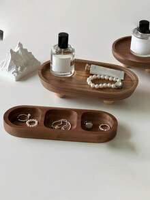 1 pièce Plateau à bijoux en bois vintage, support à parfum, organisateur de rangement pour aromathérapie et cosmétiques, plateau en bois pour bibelots, clés, desserts, accessoires photo, bac d'entrée