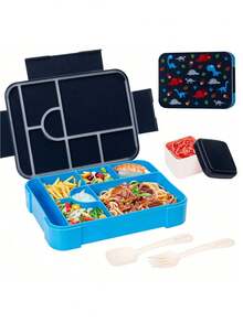 1 cutie Bento sigilată portabilă, cutie pentru fructe, cutie pentru salată, cutie de prânz pentru cuptorul cu microunde pentru serviciu, cutie de prânz la pachet, cutie de prânz de mare capacitate cu furculiță și lingură, cutie pătrată divizată pentru legume