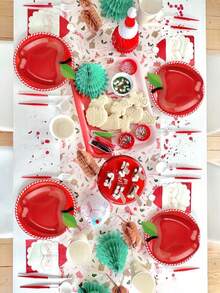 20/50 Stücke mittelgroße und große Apfel-förmige Pappteller, Weihnachtsparty Teller, Einschulung Pappteller, rote Apfel Party Teller Einwegteller und Geschirr für Einschulungsfeier, Abschlussfeier, Weihnachtsparty Dekorationen 7inch+9inch