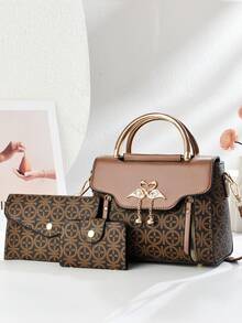1 Set Fashion Women's Letter Color Block Shoulder Bag & Handbag - Black - View 4