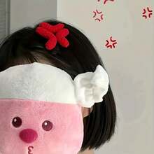 1 Angry Face Plush Hair Clip - Cute Sweet Floral Duckbill Clip For Women With Red Bow, Anime Cartoon Hair Accessory Suitable For Easter And Daily Use - K136 - 查看 6