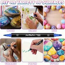 Acryl-Farbstifte mit Doppelspitze in 36 Farben, Farbmarker, Acrylmarker für Felsmalerei, Holz, Glas, Kunststoff, Stoff, Keramik-Malset, Bastelbedarf für Erwachsene
