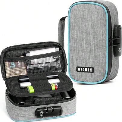 New  Smell Proof Bag  Combination Lock File Orr Case Container Medicine Lock Box Odorless Storage Bag Great Gift For Friend (Grey, S)