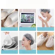 100 Plastic Disposable Shower Caps - Suitable For Hair Dyeing And Beauty Salons, Home Use, Spas, Keep Hair Dry And Clean - trắng - Xem 7