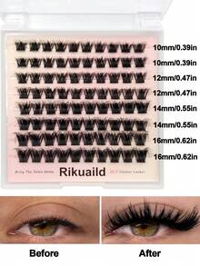 Rikuaild 80pcs Wet Effect False Eyelashes, D Curl Fluffy False Eyelashes, DIY Eyelashes, Create Messy Exaggerated Thick Eyelash Makeup - D - View 4