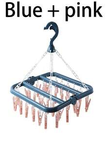 1pc Rotating 32-Clip Plastic Drying Rack, Multifunctional Clothes Hanger, Space-Saving Folding Hanger For Socks, Underwear And Small Garments, Suitable For Bedroom, Clothing Store, Birthday, Party, Thanksgiving, Friend, Christmas, New Year Gift