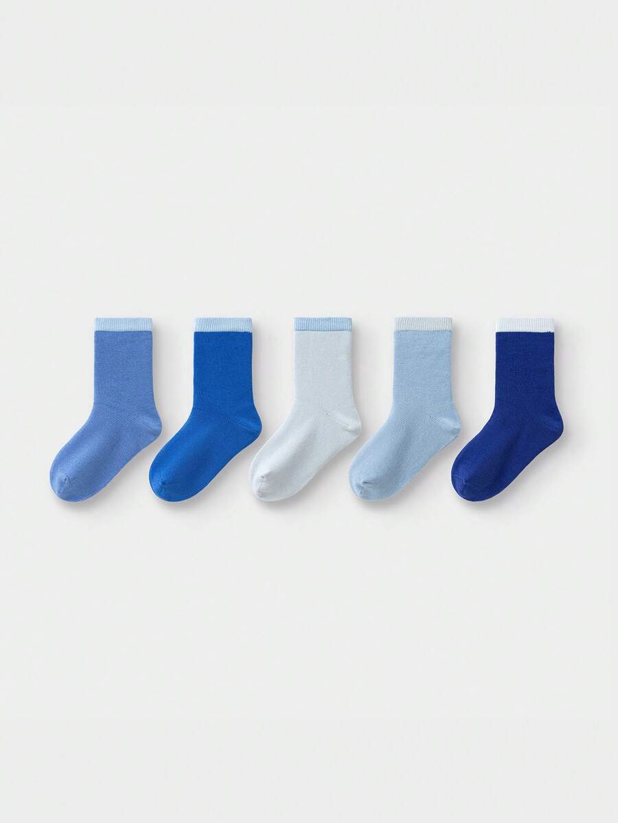Balabala 5 paquetes de calcetines escolares hasta la pantorrilla para niños - tinte azul - Ver 1