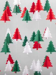 20 piezas Decoraciones navideñas Suministros para fiestas Árbol de Navidad en miniatura 3D Banderas colgantes de papel Decoración para exhibición de ventanas - Multicolor - Ver 2