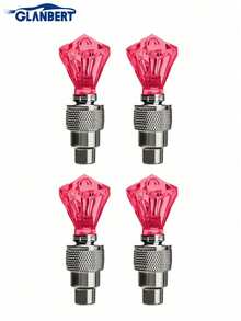 GLANBERT 4 piezas Luz decorativa de cabeza de gema para válvula de neumático de coche, luz de ambiente para válvula de neumático de motocicleta y bicicleta