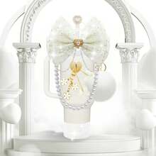 QY Bling Cup Accessories For 40/30/20 Oz Tumbler With Handle Including Glitter Bow Straw Topper, Heart Straw Cover, Pearl Water Bottle Handle Strap, Boot, Pom-Pom, Keychain Charms(White) 2216 - 奶油白 - 查看 8