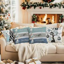 1 Stück/4 Stücke Weihnachts-Muster Kissenbezug, einseitig bedruckter Kissenbezug, geeignet für Wohnzimmer, Schlafzimmer, Heimdekoration, ganzjährig