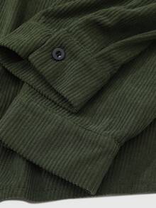 Casual Solid Color Button-Up Long Sleeve Men's Shacket With Pockets