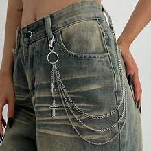 Salircon Punk Multilayer Metal Star Pendant Pant Chain Hip Hop Waist Keychain Jeans Chain Women  Jewelry Accessories Gifts - Kiểu 1 - Xem 8
