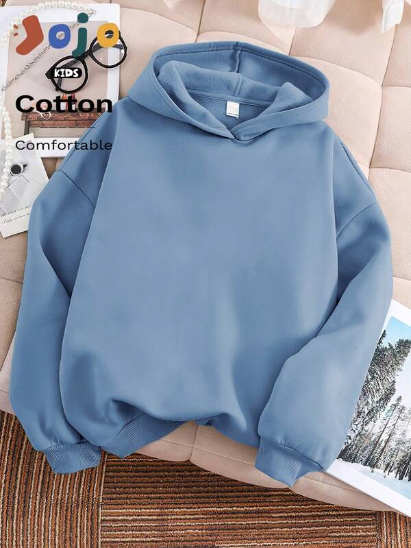 2 peças de moletom casual com capuz, moda minimalista para meninos, mistura de algodão grande, confortável, solto, streetwear, esportivo, primavera/outono