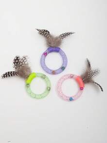 PETSIN Multi-Color Cat Toy With Rattle Sound, Feathers & Pearls - Interactive Cat Toy For Indoor Cat Exercise And Entertainment, Pet Supplies - Multicolor - View 12