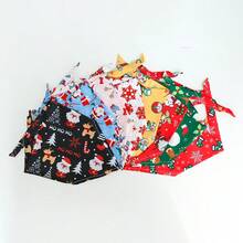 Pet Christmas Drool Bib, Festive Triangular Scarf, Christmas Cartoon Cat & Dog Neck Warmer