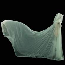 Vestido de novia con capucha de tul para mujer, con capa de elfo, con tren largo - Verde claro - Ver 1