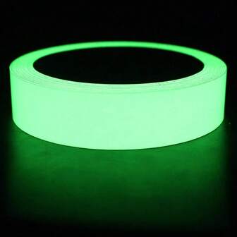 1pc 9.8FT Glow In The Dark Tape, Deep Green Self-Adhesive Luminous Tape, Glow Safety Warning Tape For Halloween Decoration, Home, Stairs, Doors And Windows, Outdoor Use, Compatible With Plastic Surfaces, Suitable For Fishing Rods, Ropes, Sports Equipment, Halloween, Christmas, Safety And Marking