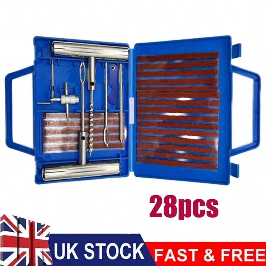 28Pcs Emergency Car Tyre Repair Kit Heavy Duty Tire Vehicle Puncture Wheel Plug - Blue - View 1