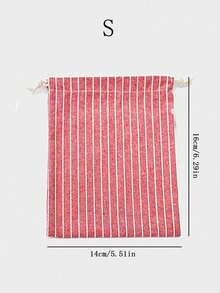 1 pieza Bolsa de tela a rayas de unicolor y simple, bolsa con cordón, bolsa de almacenamiento liviana y de uso común en el hogar, bolsa de almacenamiento a rayas para regalos y artículos varios
