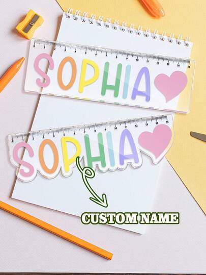 1pc Customized Engraved Ruler, Personalized Name, Acrylic Ruler EDC Tool, 15cm Clear Acrylic Straight Ruler, Multi-Functional Creative Ruler, Cartoon Student Stationery Acrylic Ruler, Centimeter Ruler, Student & Office Supplies, Portable Bookmark - Ideal For School And Office, Back To School