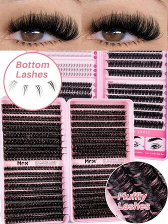 Fluffy Lash Clusters 620pcs Individual Lashes Cluster Eyelash Extensions, 120D/100D/80D/T50 Fluffy Lash Clusters Kit Thick Cluster Eyelash Extensions Individual Lashes Faux Mink Eyelash Clusters D Curl 9MM/10MM/12MM/14MM/16MM/18MM Lash Extension Dramatic Eyelash Extensions Eyelashes Clusters, Wedding Bride Makeup Tools Lash Clusters, Eyelash Clusters, Individual Eyelashes, Lashes, Fake Lashes