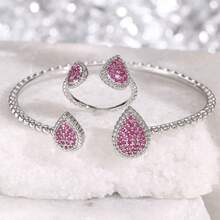 Set de anillos y pulsera abierta simple y multifuncional para mujer con diseño en forma de lágrima - Multicolor - Ver 14