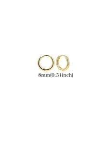 1 Pair Stainless Steel Earrings, Unisex, Stackable, Cartilage Hoop, Hinged Earrings, Small Earring Set, Suitable For Girls - Gold - View 12