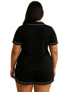 Pijama Americano Plus Size Blusa com Botões Short 50 52 54 56