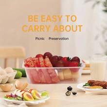 50/20/10 件一次性食品储存容器，500 毫升带盖矩形外卖盒，PP 材质，微波炉适用，加厚外卖包装，适用于零食、水果和蔬菜储存，透明容器，耐用卫生，边缘光滑，适用于婚礼、生日和外卖活动