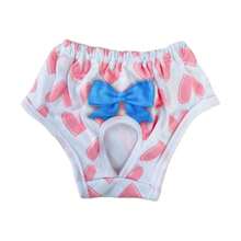 1件装可爱心形蝴蝶结印花宠物生理裤，中小型猫狗防骚扰裤