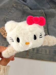 Sanrio 1 件三丽鸥 Hello Kitty 优雅蝴蝶造型秋冬毛绒发夹，粉色和棕色毛绒 KT 猫卡通设计，最佳礼物，适合送给女朋友 - 彩色 - 查看 11