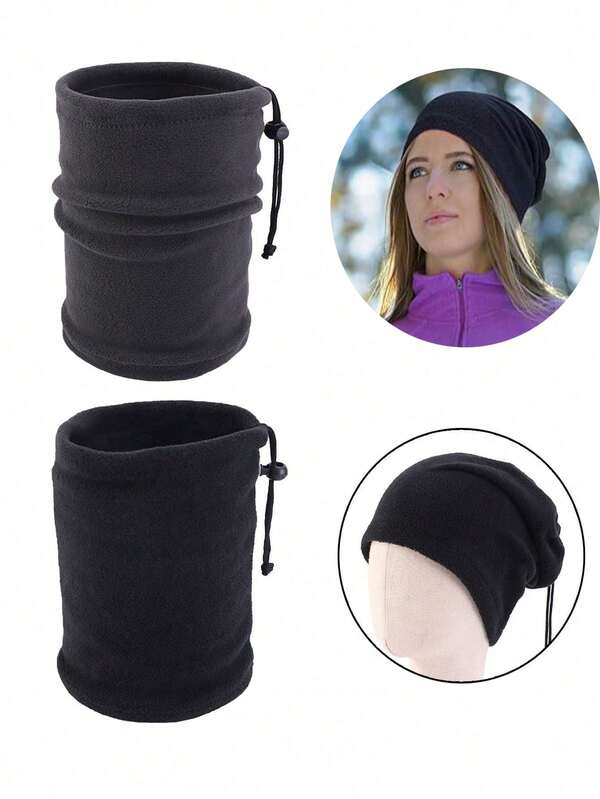 1 Stück Fleece Nackenwärmer - Winddichte Sturmhaube - Zugkordel Sturmhaube - Mehrzweck Halswärmer - Geeignet für Radfahren und Outdoor-Sport