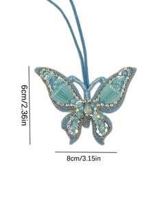 1pc Handmade Beaded Butterfly Bag Charm, Elegant Minimalist Accessory - Blue - View 3