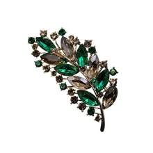 High-End Vintage Luxury Leaf Brooch Women's Versatile Suit Coat Dress Accessory Multicolor Rhinestone Fashion Brooch - 綠色 - 查看 5