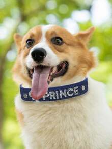Personalisiertes Hundehalsband, PU-Leder Welpen-/Katzen-ID-Halsband mit Strass-ID-Namensschild, individuell gestalteter Hundeanh änger - Accessoires für kleine, mittlere und große Hunde, dekorativ, graviert, Edelstahl, Katzen, Pailletten, Mode, minimalistisch, süß, niedlich, farbig, einzigartig, individuell gestaltete Weihnachtsdekoration - Verschiedenfarbig - Übersicht 6