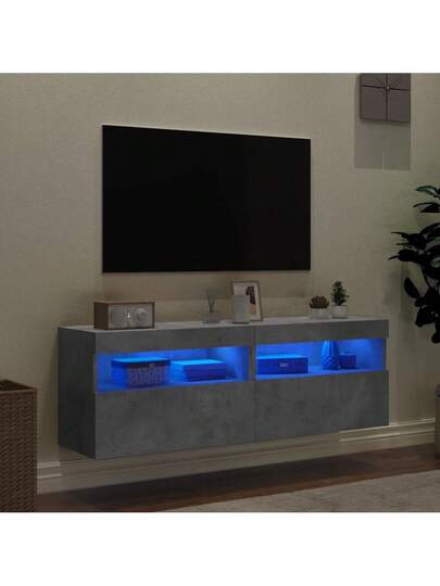 VidaXL TV Wand Units LED Pcs 60x30x40 Cm Concrete Grijs view 4
