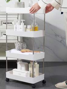 1 pieza Estantería de almacenamiento de cocina de varios niveles en blanco, estantería de almacenamiento de costura de varios niveles desde el piso al techo con ruedas para una fácil movilidad, carrito y organizador - Blanco - Ver 2