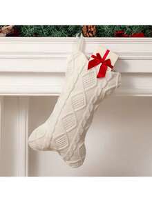1pc Bone Shaped Christmas Stocking Decoration, White Christmas Stocking Suitable For Christmas Tree Hanging Decor, Fireplace Decor, Home Decor, Christmas Atmosphere Setting, Theme Party, Holiday Celebration