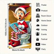 2D Flat Christmas Door Banner, 1PC Christmas Door Hanging, Surprising Elves, Christmas Door Decorative Fabric, New Year Festival Door Curtain, Atmosphere Door Curtain, Christmas Door Hanging, Interior Door Decoration, Bathroom Door Banner, Wear-Resistant Polyurethane Fiber