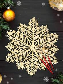 1/4/6pcs(10cm*10cm), Christmas Snowflake Placemats, PVC Placemats For Christmas Table Decorations, Vase Mats, Christmas Table Snowflake Decorative Protective Mats.