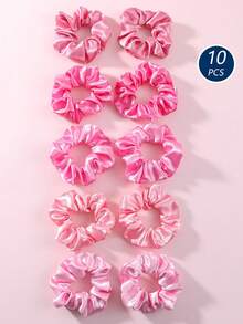 10pcs/Pack Assorted Color Fabric Scrunchies, Stretchy Hair Ties, Versatile Hair Accessories Suitable For All Seasons - Multicolor - View 14