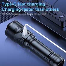 High Lumen Aluminum Alloy Ignition Flashlight, Equipped With 21700 Lithium Battery, 3000mAh Ultra-Long Battery Life, Suitable For Wilderness Survival, Camping, Fishing And Night Cycling, Rechargeable, For Travel - Black - View 12