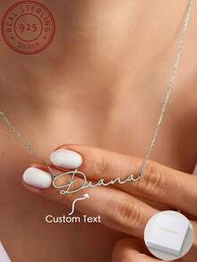 A S925 Silver Minimalist Personalized Customized English Name Pendant Necklace, Fashionable Women's Autumn And Winter Sweaters And Suits, Unique And Meaningful Gifts, Warm And Unique Accessories Jewelry