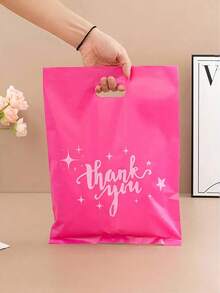 10/50pcs Rose Thank You Gift Bags, Plastic Bags For Small Business, Shopping Bags, Ideal For Festival, Birthday, Party Favors, Wedding Gift Packaging, Suitable For Gifts, Parties, Shops, Boutiques, Etc.