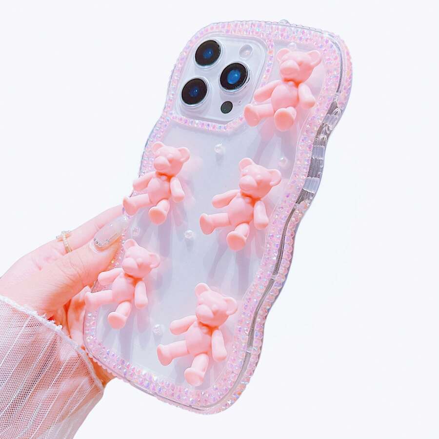 Thick Anti-Drop Wavy Bling Rhinestone Edged Phone Case