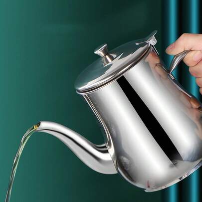 1PC 18/24/32 Ounces Stainless Steel Leak-Proof Coffee Pot, Oil Pot, Water Pot, Teapot, Ounce Pot, Equipped With Filter And Stopper For Heating Storage Pot, Dust-Proof, Shock-Proof, Rust-Proof And Leak-Proof, Suitable For Kitchen/Dining Room/Coffee Shop/Water Bar Counter
