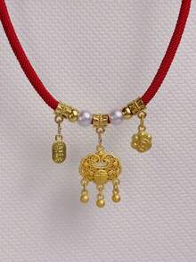 طوق معدني قابل للتعديل بأسلوب صيني مع قفل صامت، قلادة بشكل سبيكة مباركة، مناسب لمهرجان تشي شي، عيد الميلاد، هالوين، قلادة طوق الحيوانات الأليفة