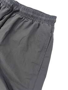 男士时尚休闲宽松裤，抽绳腰带，后袋设计，适合休闲约会、日常散步等场合。 - 灰色 - 查看 5