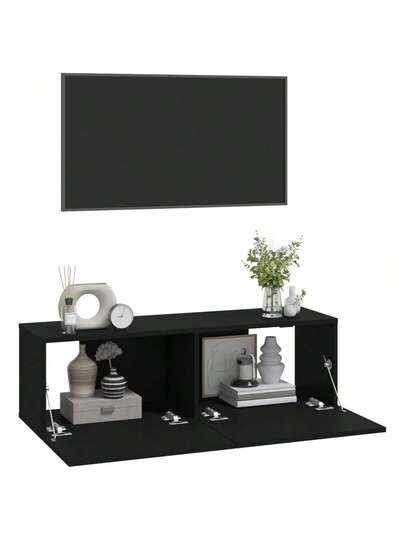 VidaXL TV Wand Units Pcs 100x30x30 Cm Processed Wood Zwart view 5